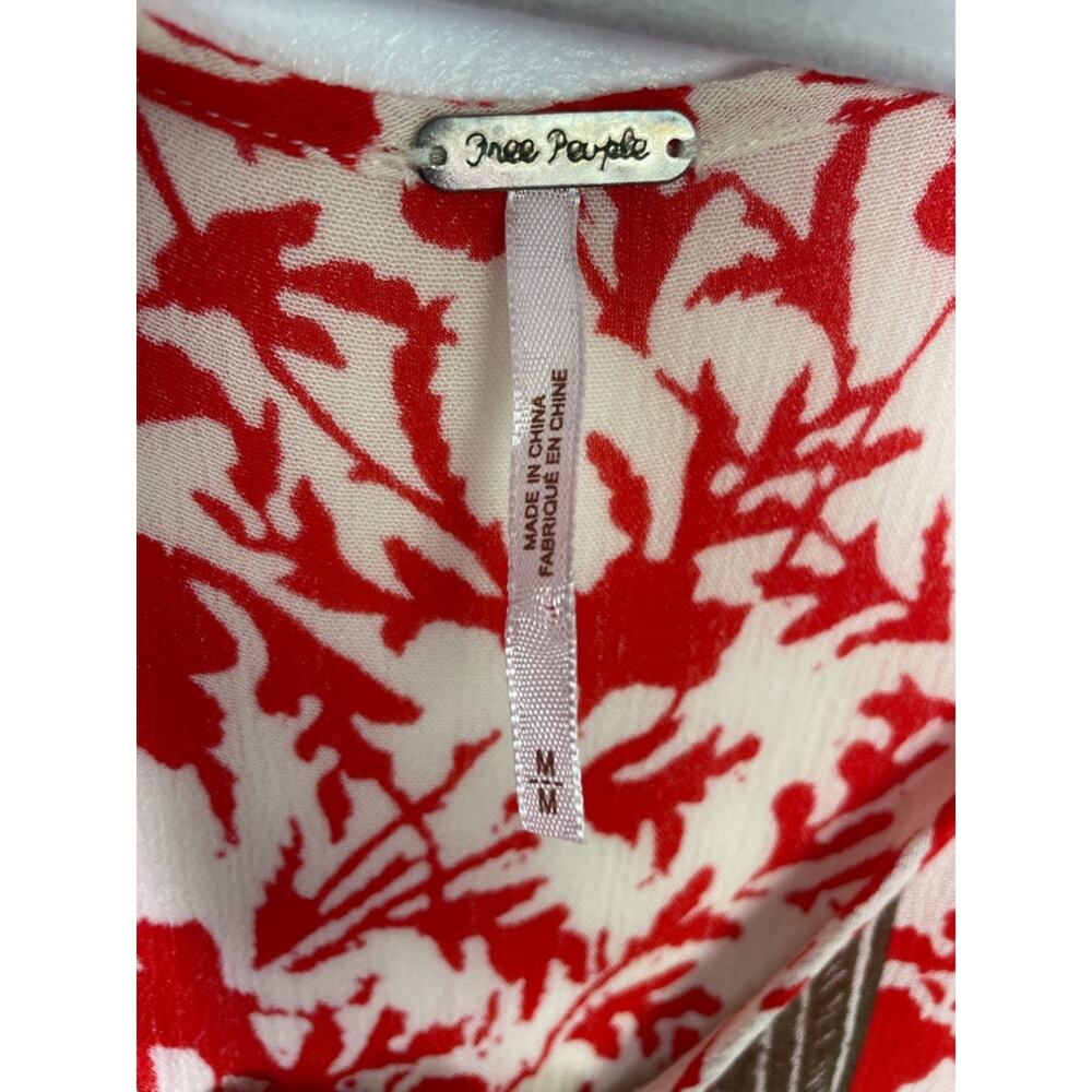 Free People Red & Cream Long-Sleeve Floral Romper M - Picture 6 of 9